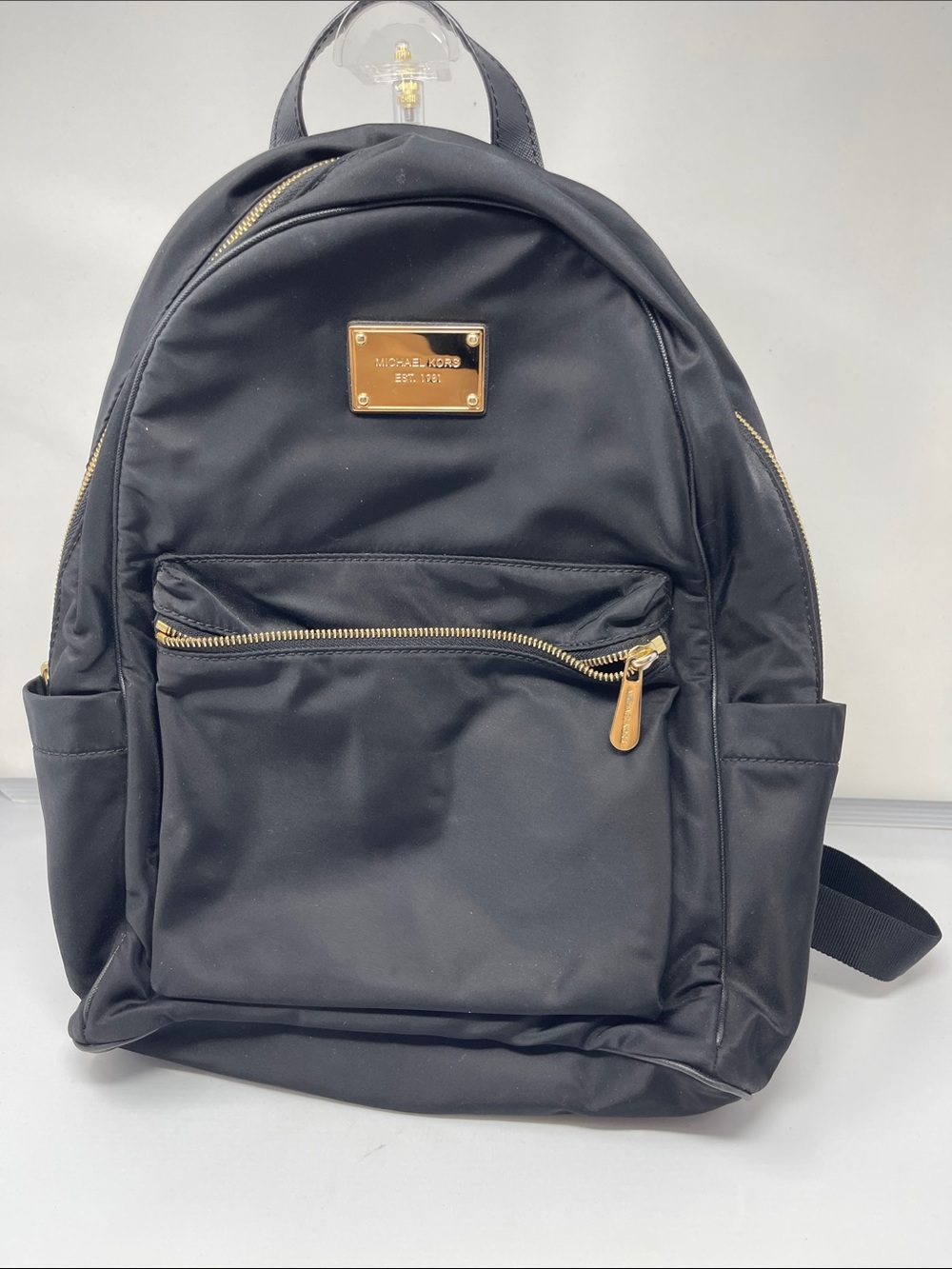 MICHAEL Michael Kors Nylon Black Backpack with Gold Accents